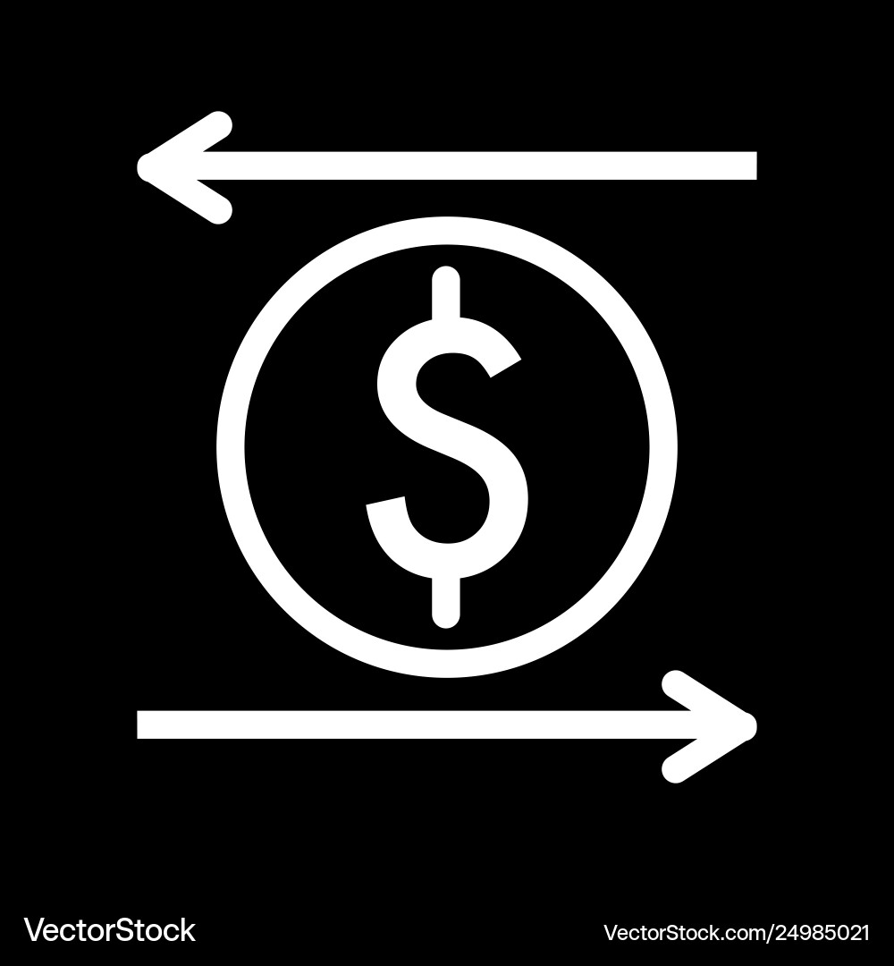 Dollar arrows icon black and white money Vector Image