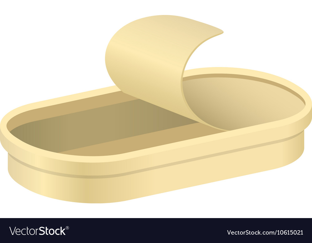 Empty opened oblong tin