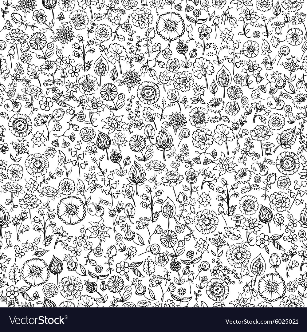 Hand drawn floral seamless background