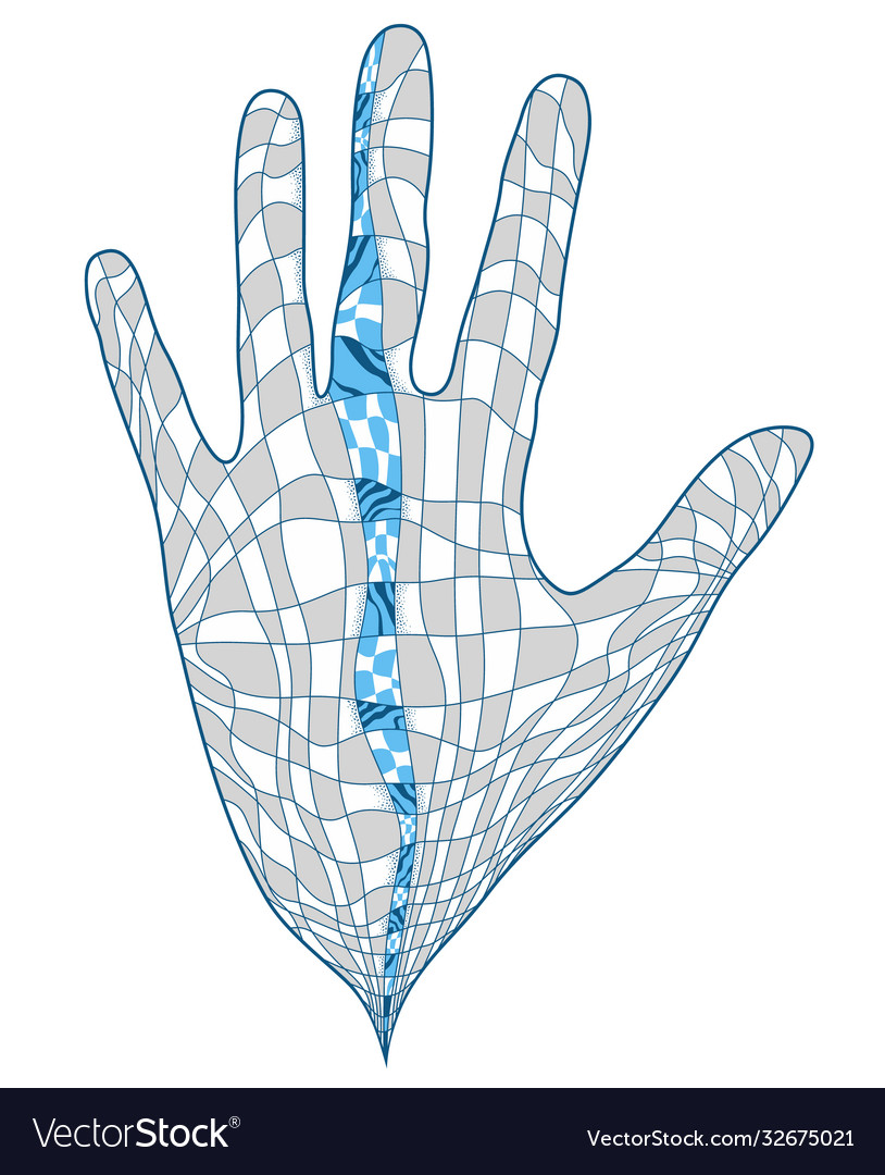 Hand with checkered pattern inside vector image Hand with checkered pattern inside