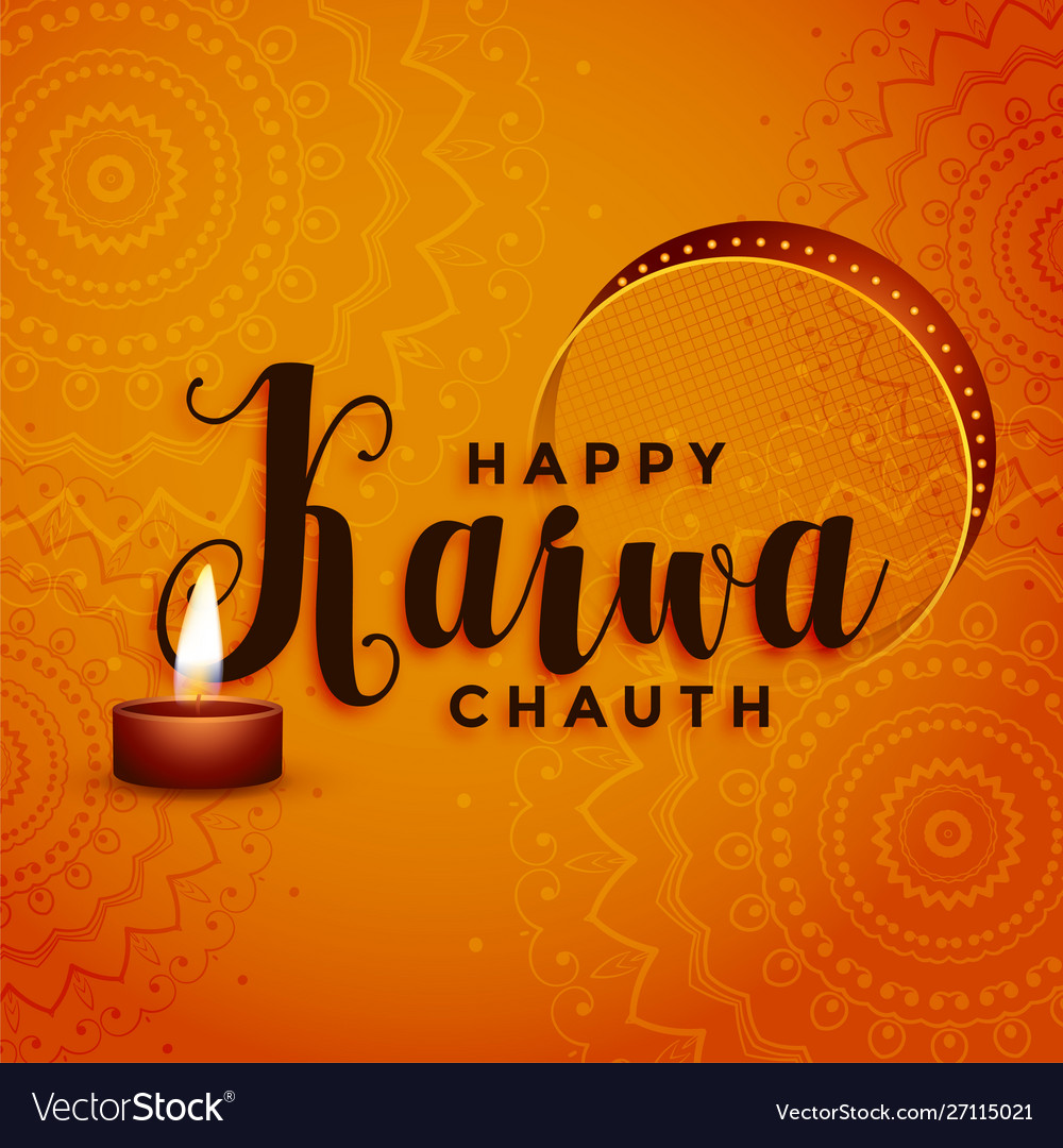 Happy karwa chauth festival greeting decorative Vector Image