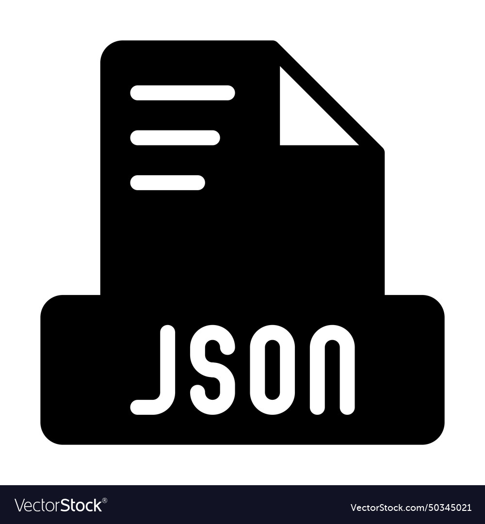 Json file icon simple design solid style document vector image Json file icon simple design solid style document
