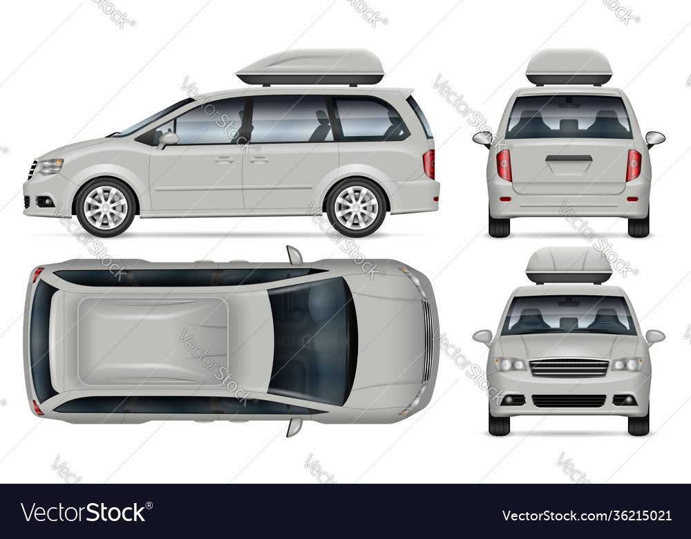 Minivan mockup isolated vehicle template side vector image Minivan mockup isolated vehicle template side