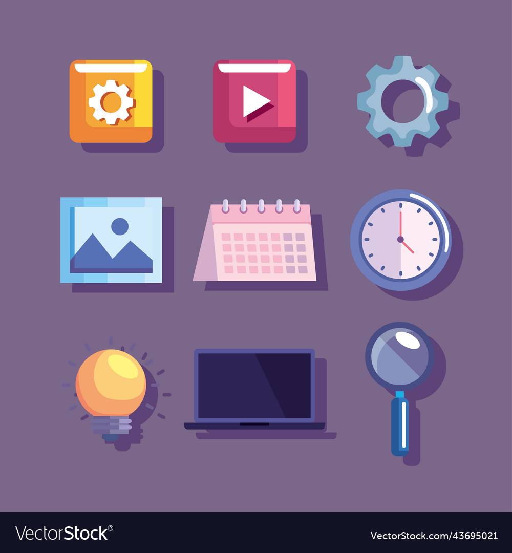 Nine design and development icons