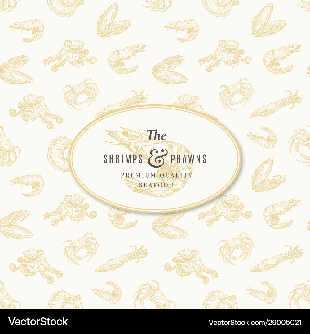 Shrimps and prawns abstract sign symbol Royalty Free Vector
