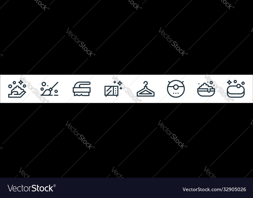 Cleaning line icons linear set quality vector image Cleaning line icons linear set quality