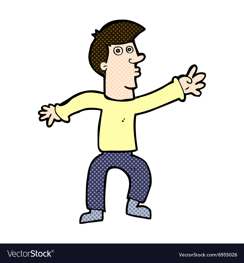 Comic cartoon reaching man Royalty Free Vector Image