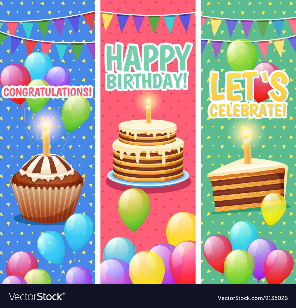 Festive colorful celebrations vertical banners set