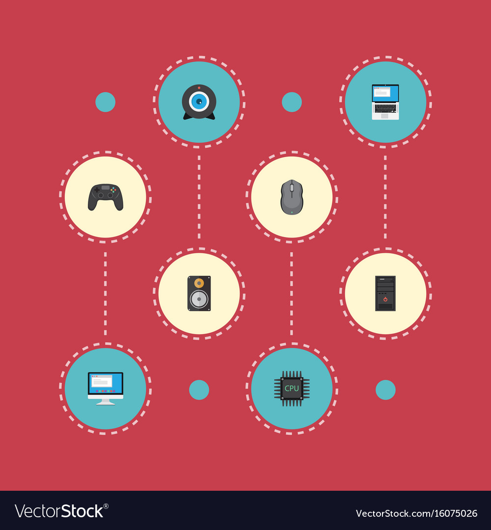 Flache Icons anzeigen Web-Cam-Mikroprozessor