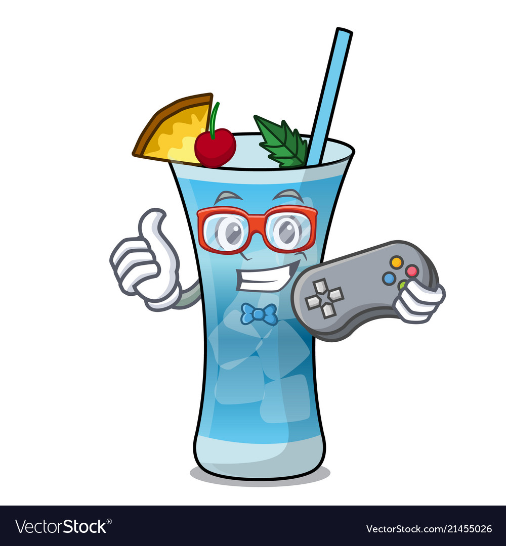 Gamer blue hawaii mascot cartoon