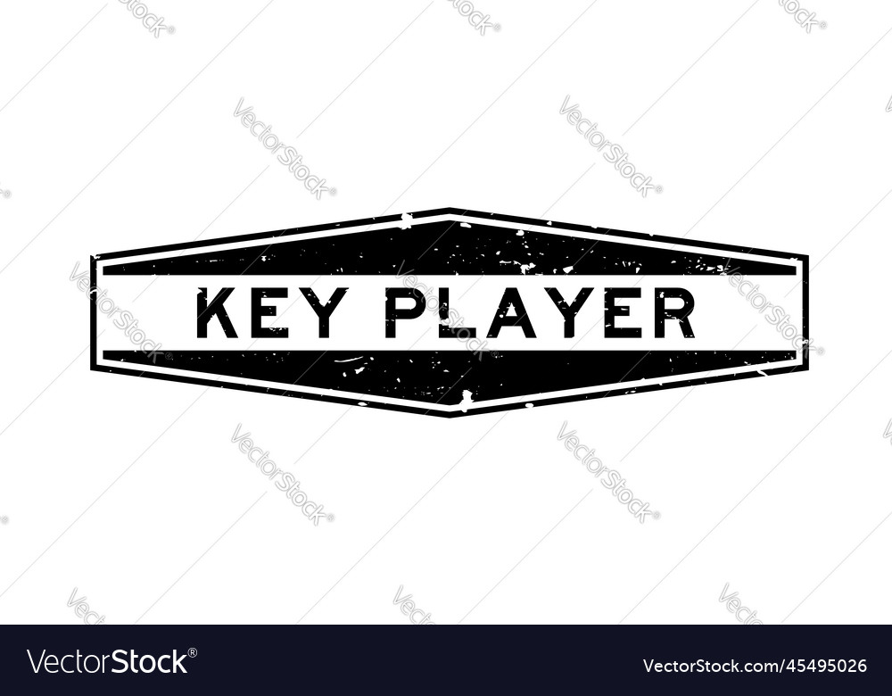 Grunge black key player word hexagon rubber seal