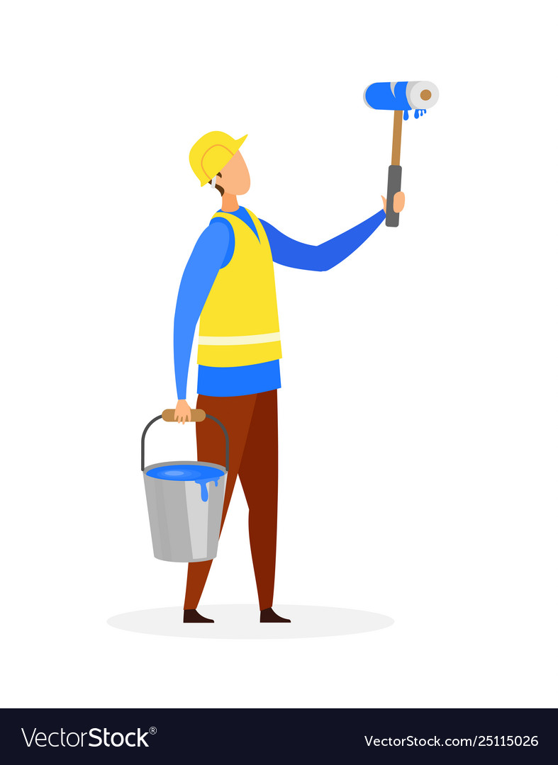 Handyman wall painter flat Royalty Free Vector Image