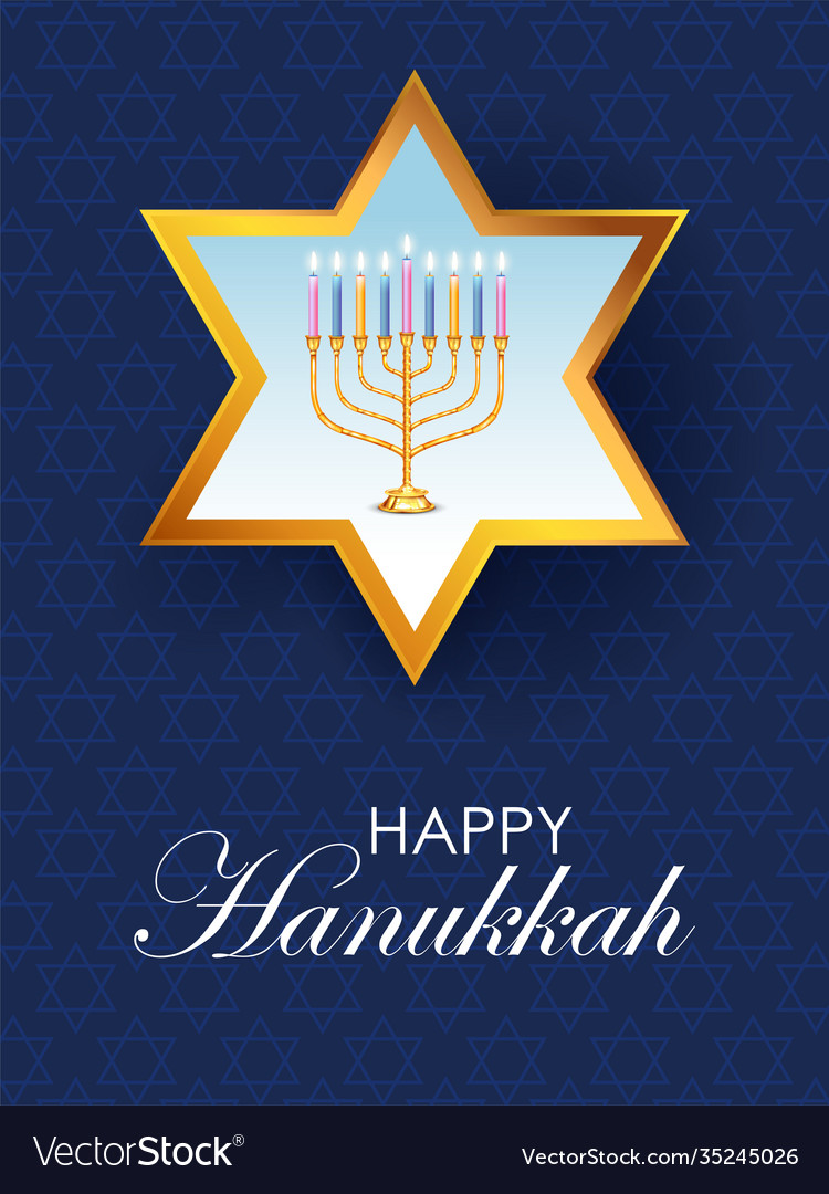 Happy Hanukkah Jewish Holiday Festival Greetings Vector Image