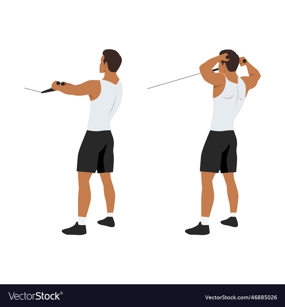 Man doing standing rope face pull cable Royalty Free Vector