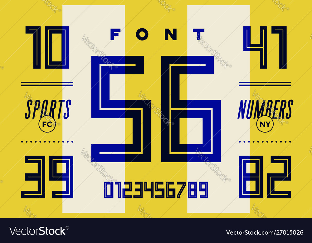 Numbers font sport with and numeric Royalty Free Vector