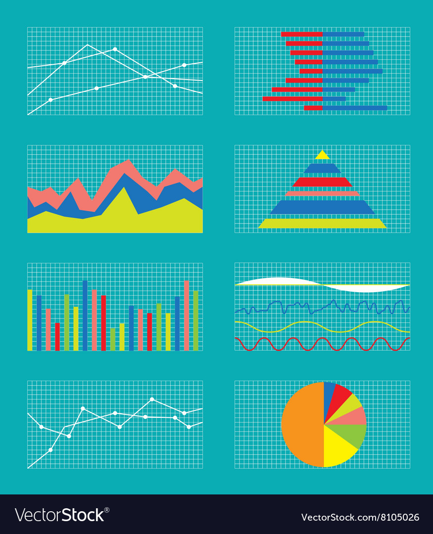 Satz von Diagrammen und Diagrammen Datenstatistik