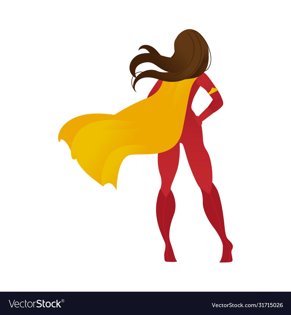 Superhero woman or female personage in a cape flat