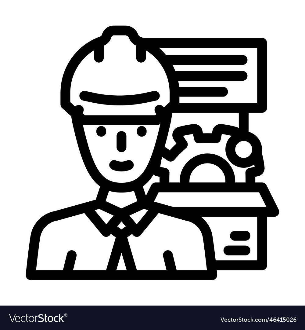 Technical Sales Engineer Worker Line Icon Vector Image