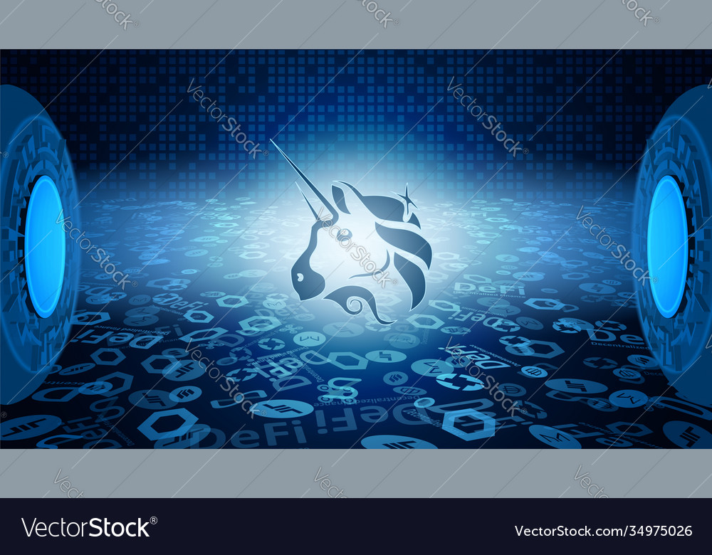 Uniswap uni token symbol defi system vector image Uniswap uni token symbol defi system