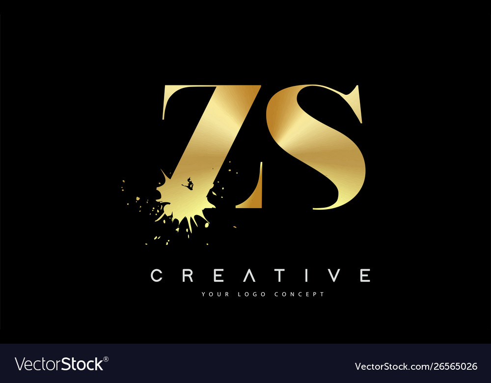 Zs z s Buchstaben Logo mit gold geschmolzenem Metallspritzer