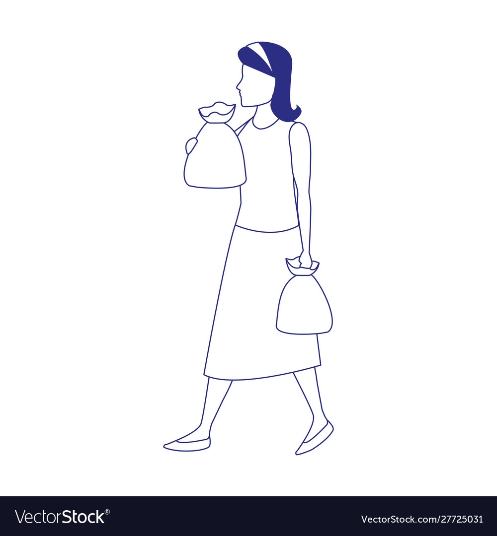 Avatar woman with supermarket bags flat design Vector Image