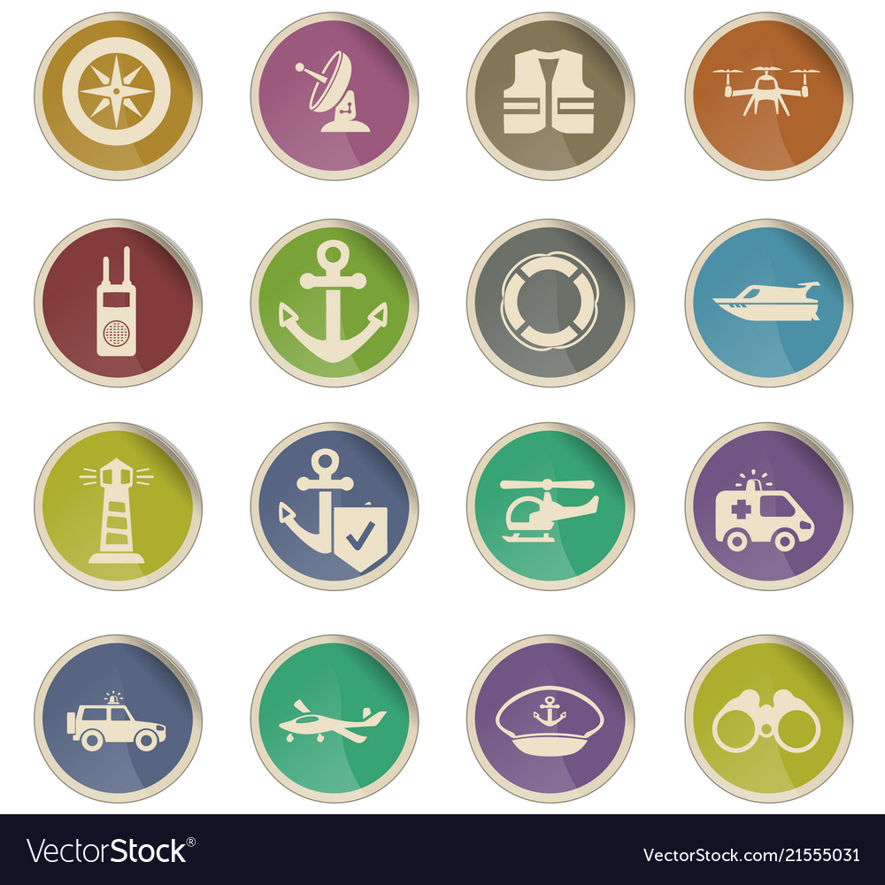 Coast Guard Icon Set Royalty Free Vector Image