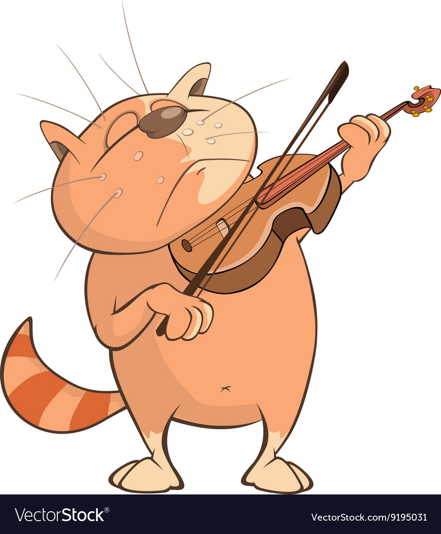 Cute Cat Violinist Cartoon Royalty Free Vector Image