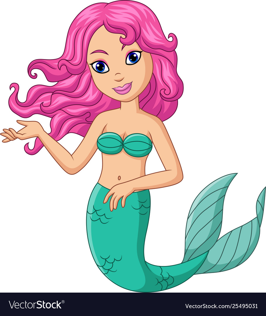Cute mermaid cartoon isolated on white background Vector Image Cute mermaid cartoon isolated on white background Vector Image