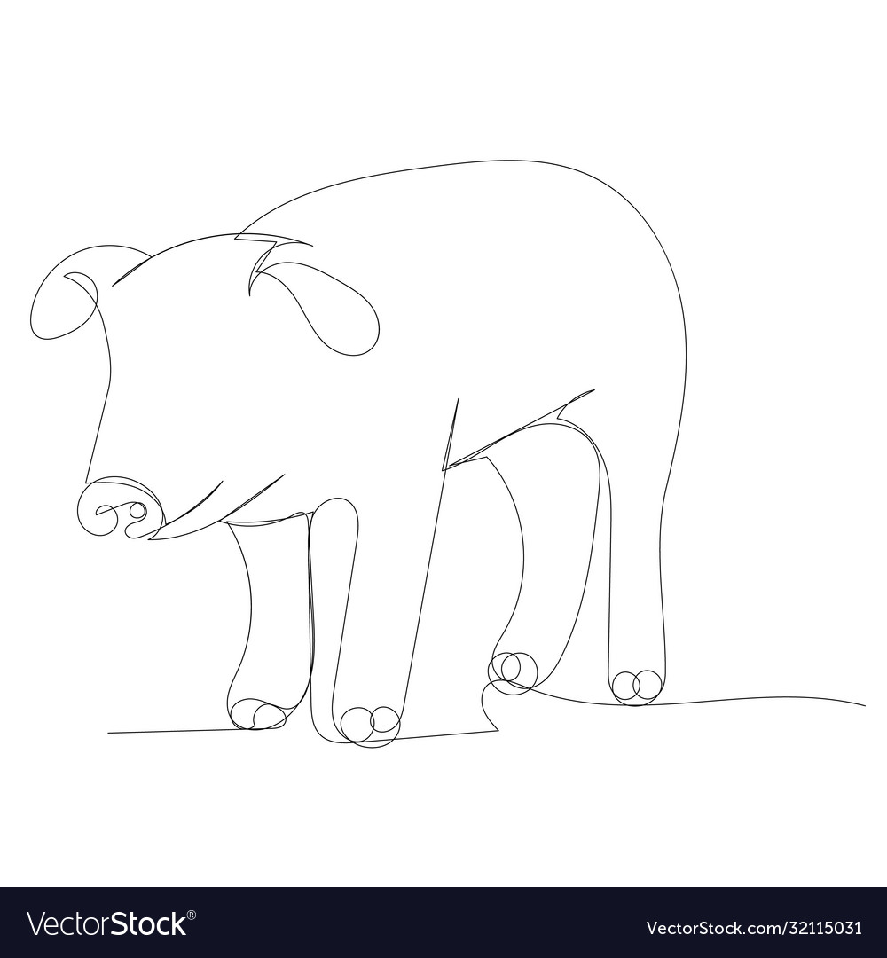 Drawing with a continuous line pigs Royalty Free Vector