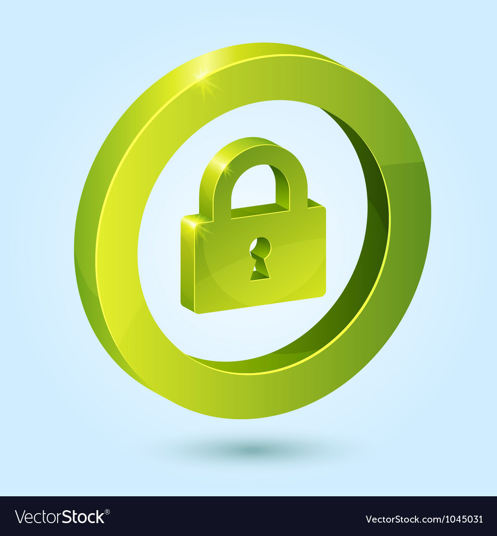 Green lock symbol isolated on blue background Vector Image
