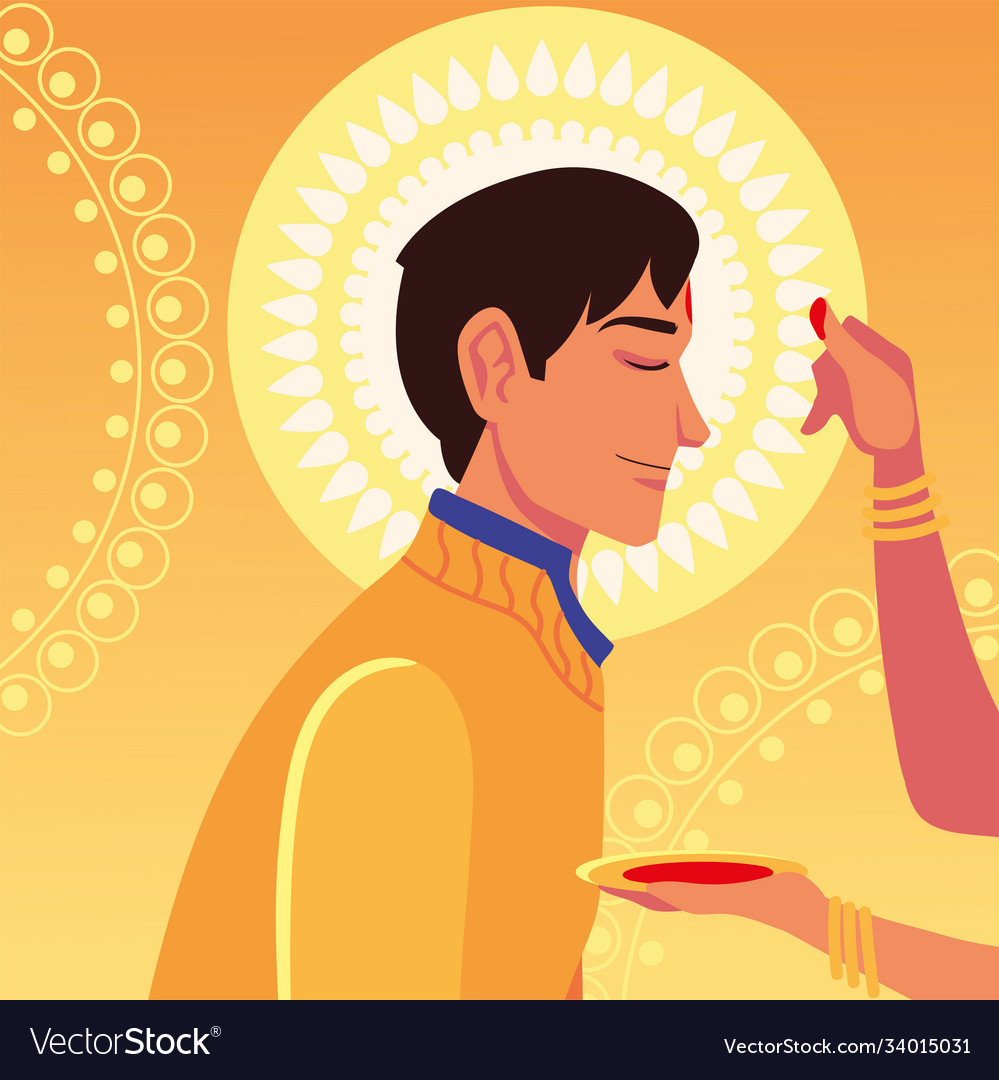 Happy bhai dooj with indian man cartoon Royalty Free Vector Happy bhai dooj with indian man cartoon Royalty Free Vector