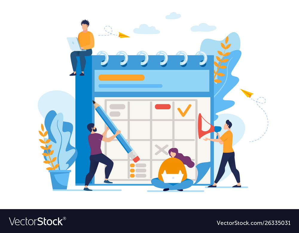 Informative flyer daily business planning flat