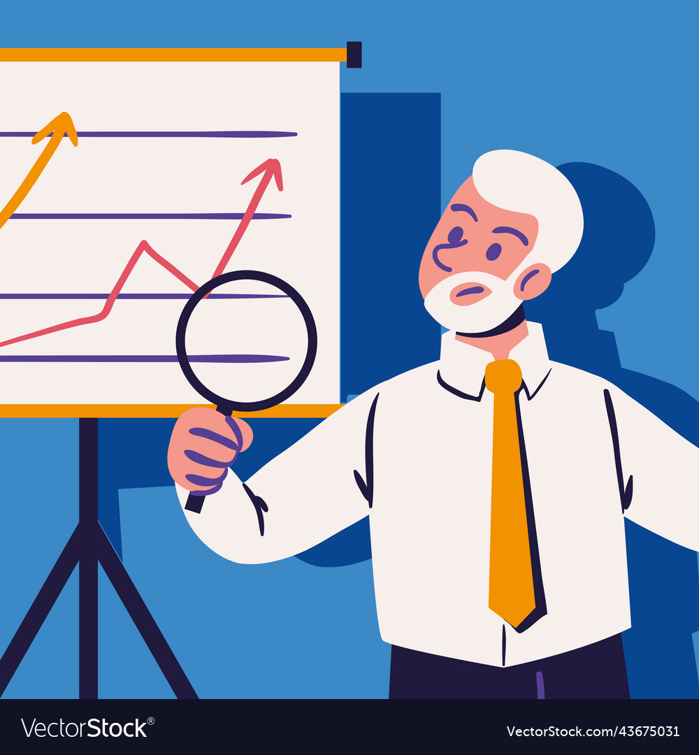 Man analyzing accounting and auditing Royalty Free Vector