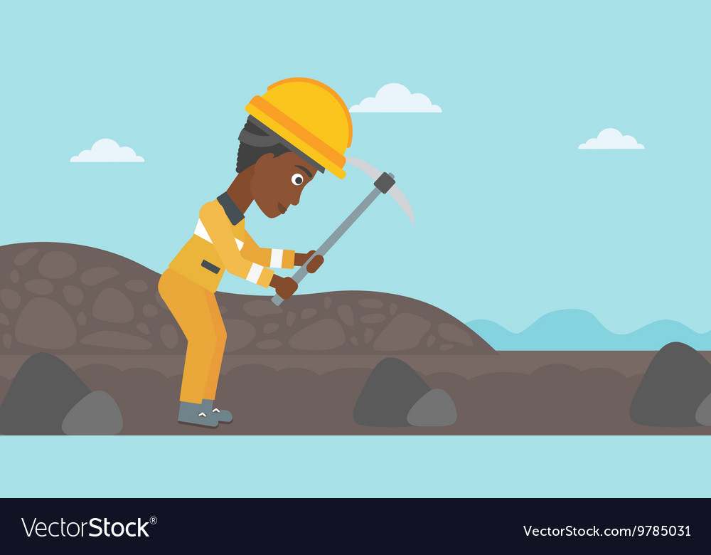 Miner working with pickaxe