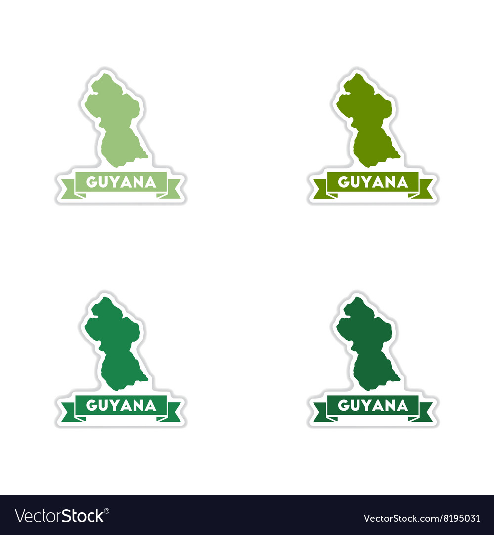 Set of paper stickers on white background maps