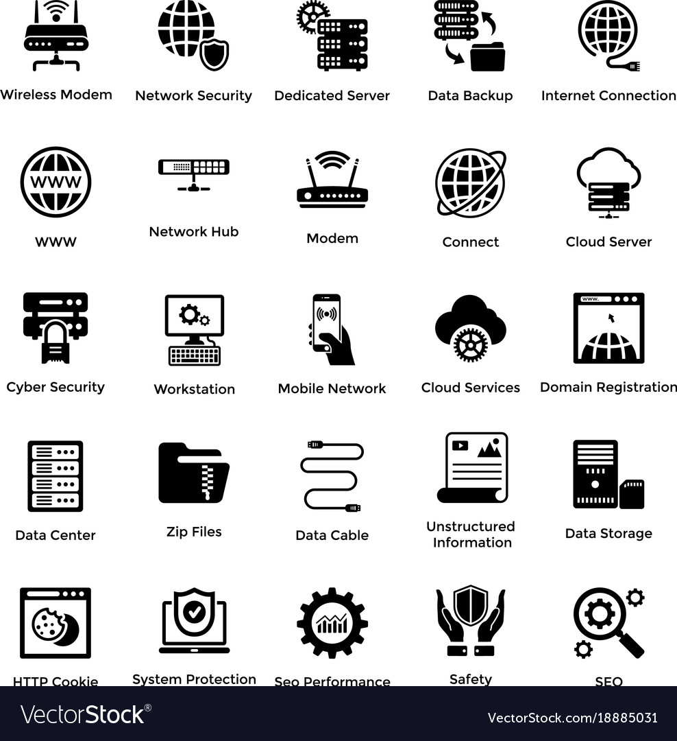 Web Hosting Icon Set - Network & Server