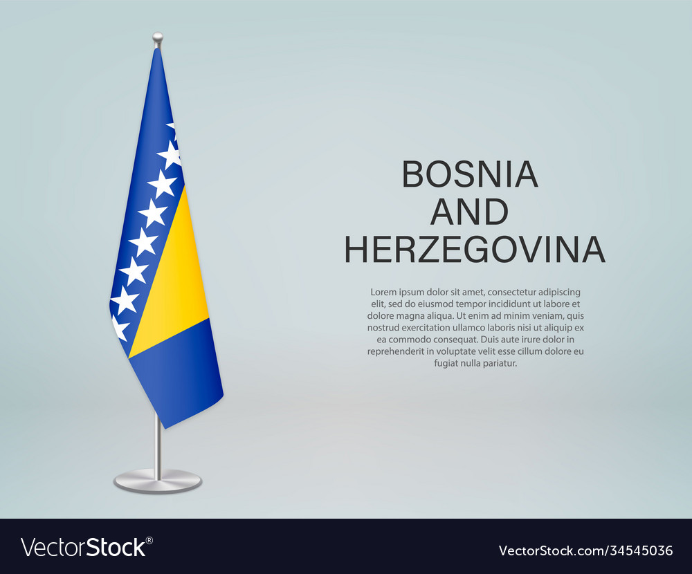 Bosnia and herzegovina hanging flag on stand