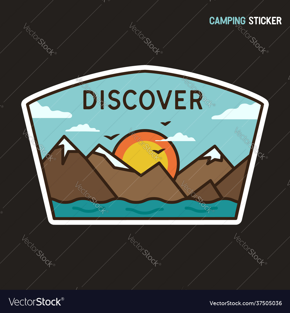 Camping adventure sticker design travel hand vector image Camping adventure sticker design travel hand