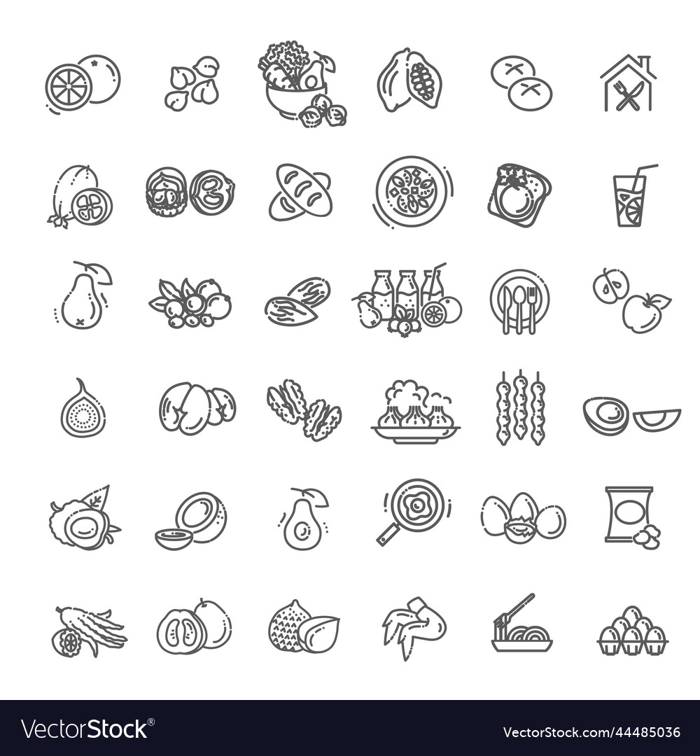 Food and drink thin icon set Royalty Free Vector Image