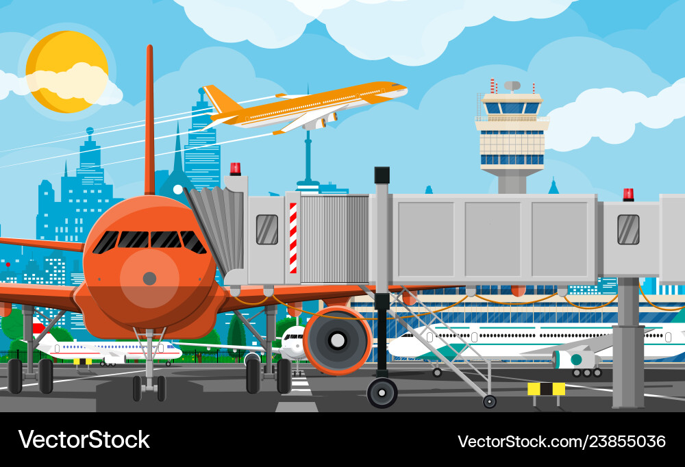 Plane before takeoff Royalty Free Vector Image