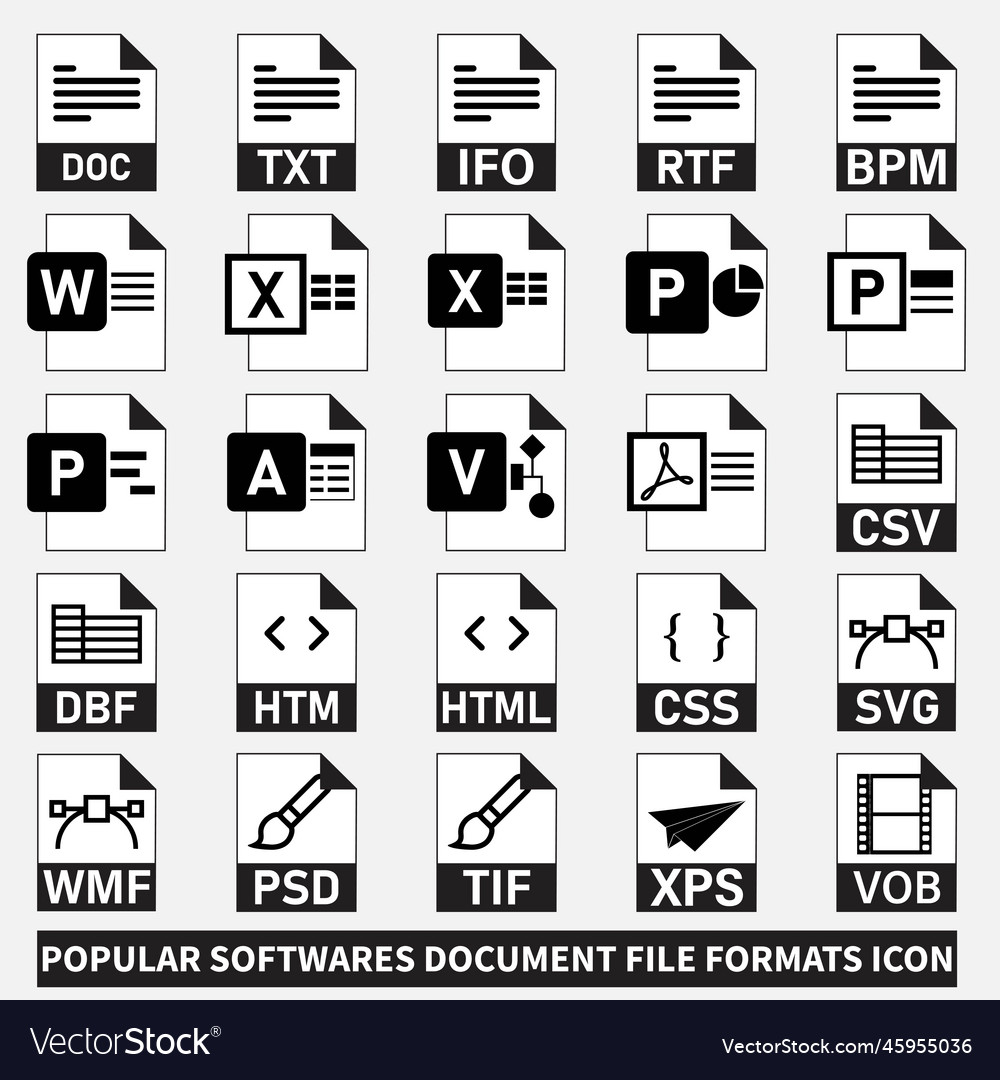 Popular softwares documents file formats icon