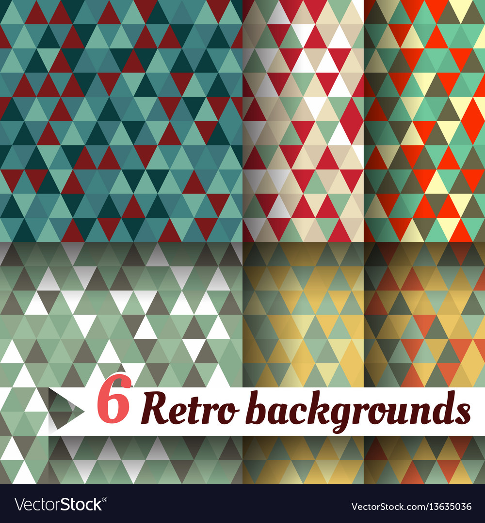 Retro backgrounds with triangle set of 6 items vector image Retro backgrounds with triangle set of 6 items