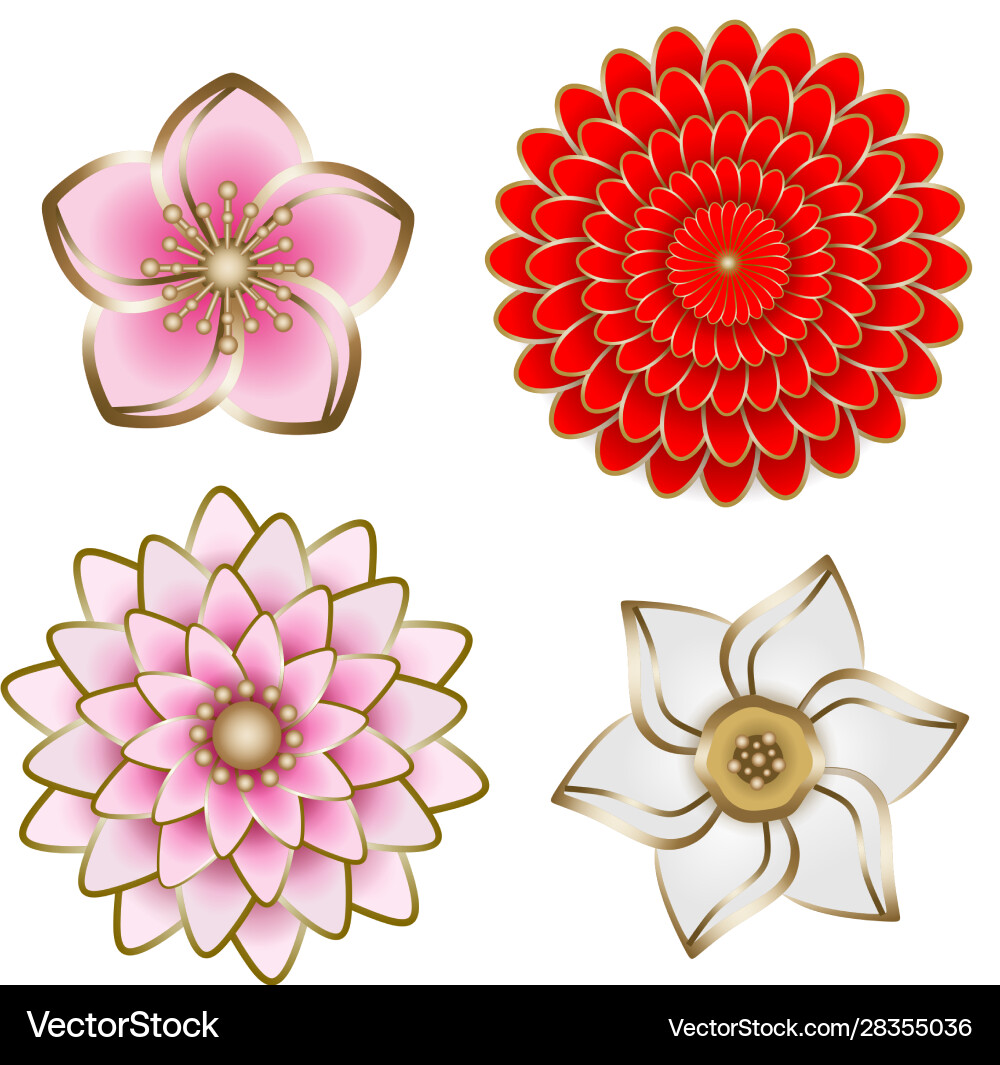 Set geometric flowers for decorations Royalty Free Vector