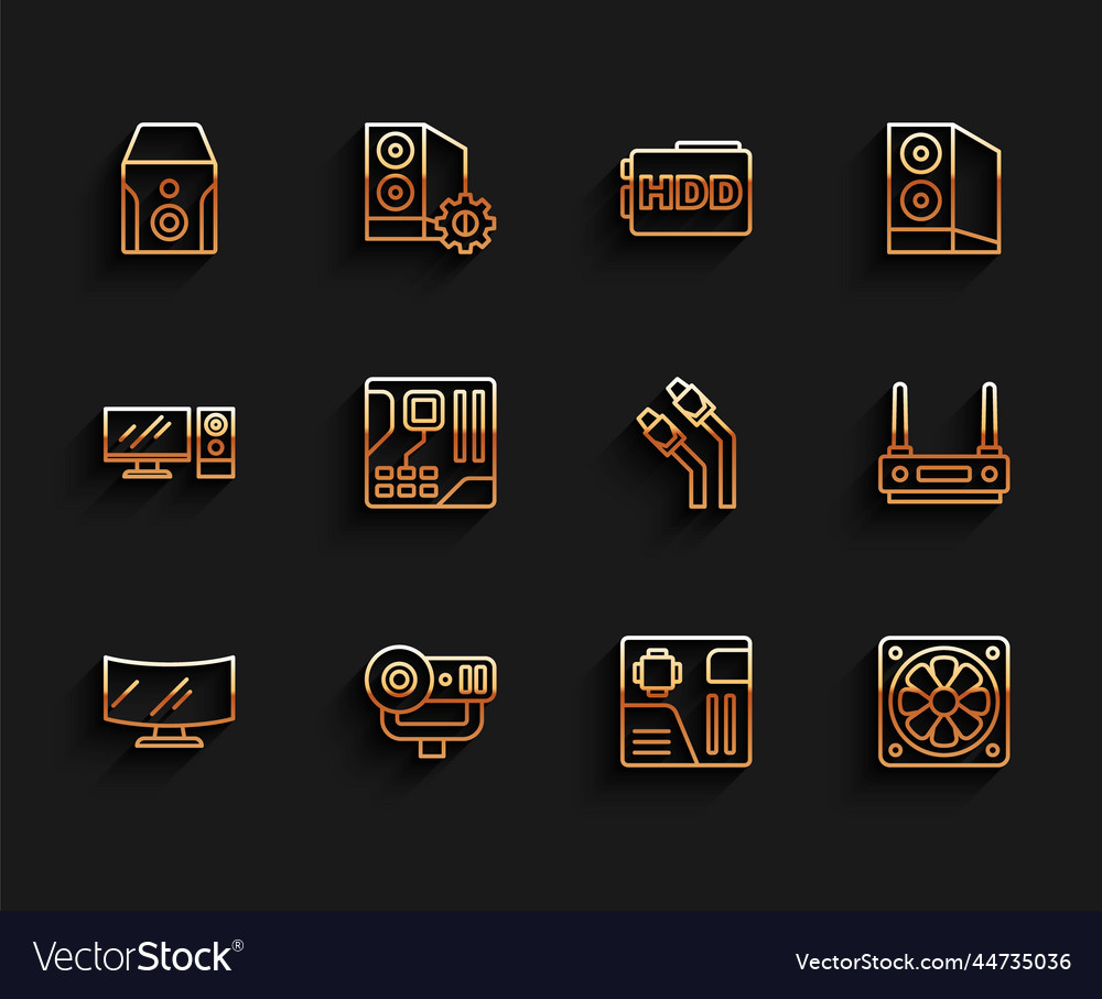 Set line computer monitor screen web camera vector image Set line computer monitor screen web camera