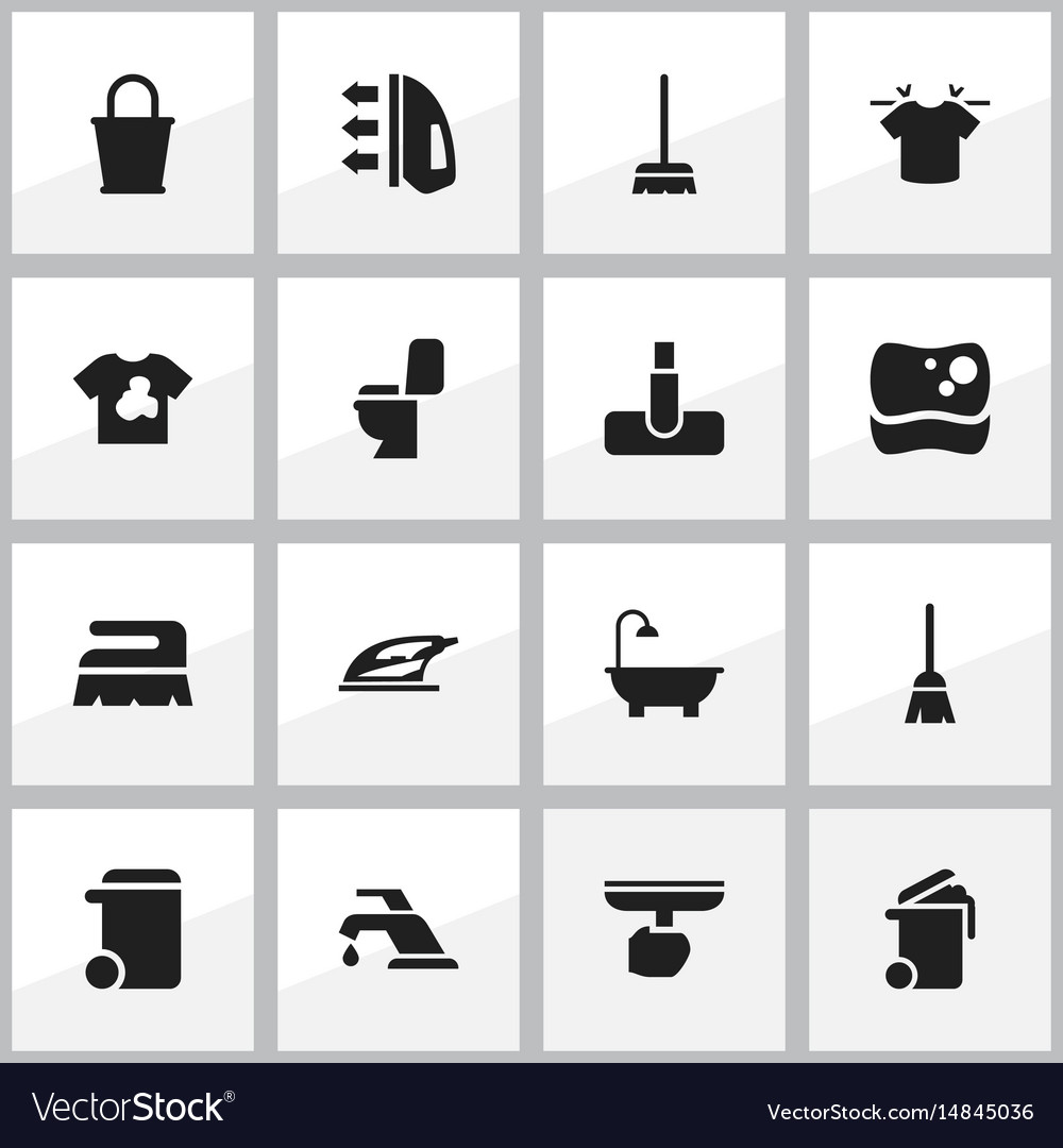 Set of 16 editable cleanup icons includes symbols