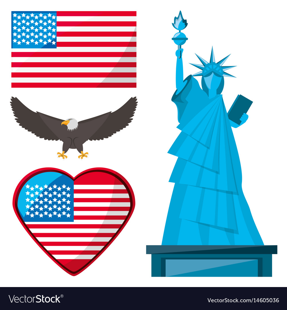 Freiheitsstatue Adler und amerikanische Flagge