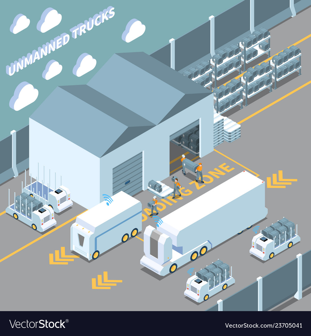 Autonomous cars isometric composition vector image Autonomous cars isometric composition