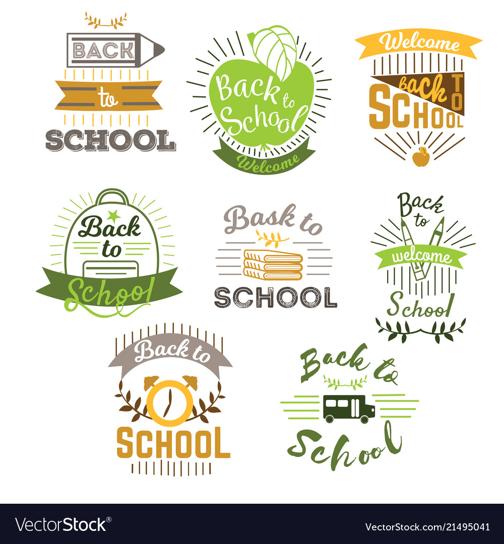 Big set of welcome back to school labels and logo