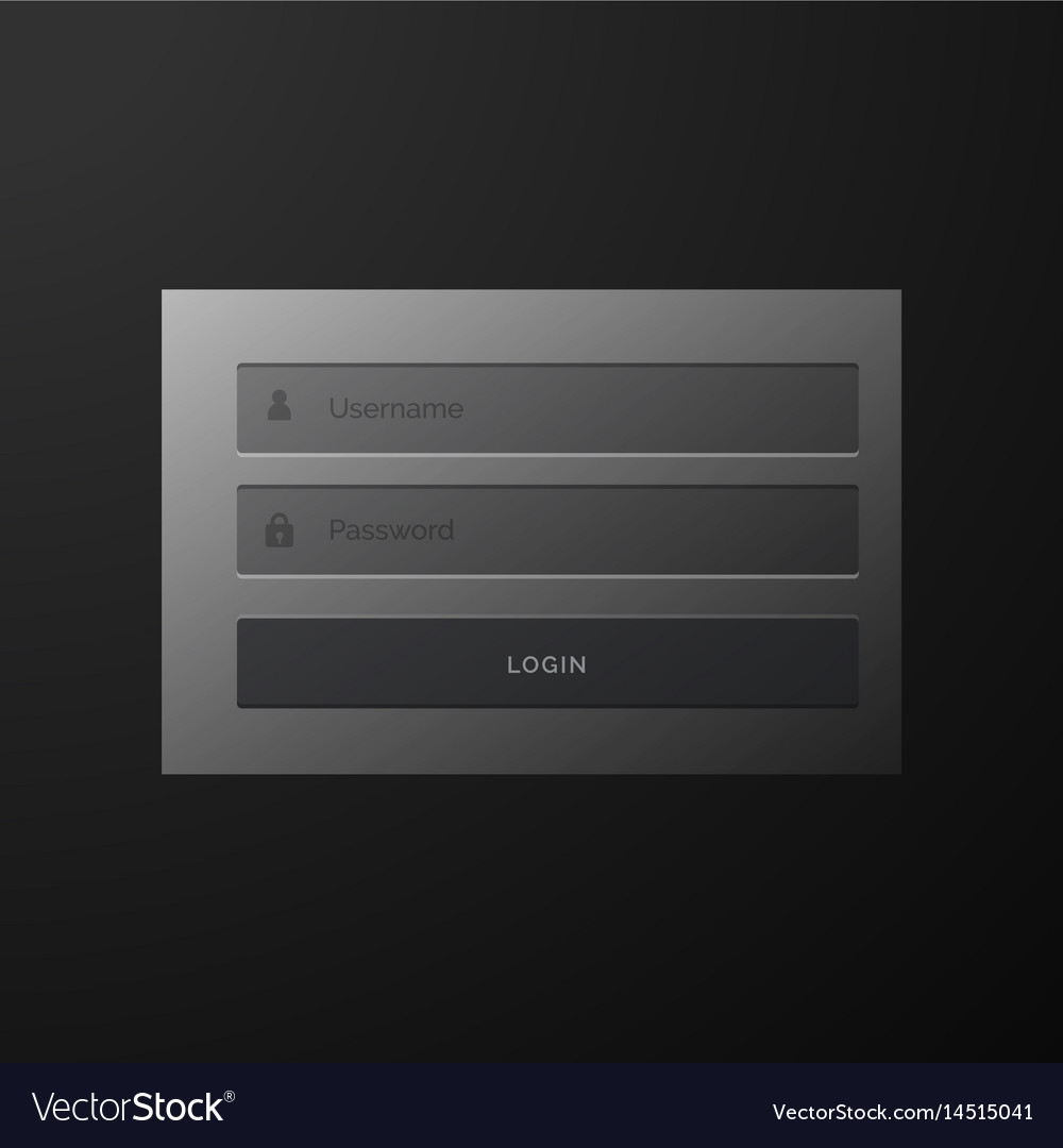 Stylish Dark Login Form Template Ui Design Stock Vector Illustration