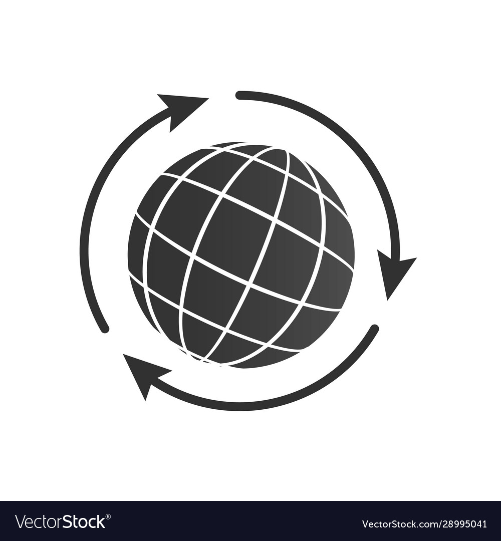 Globe with three arrows around icon for web